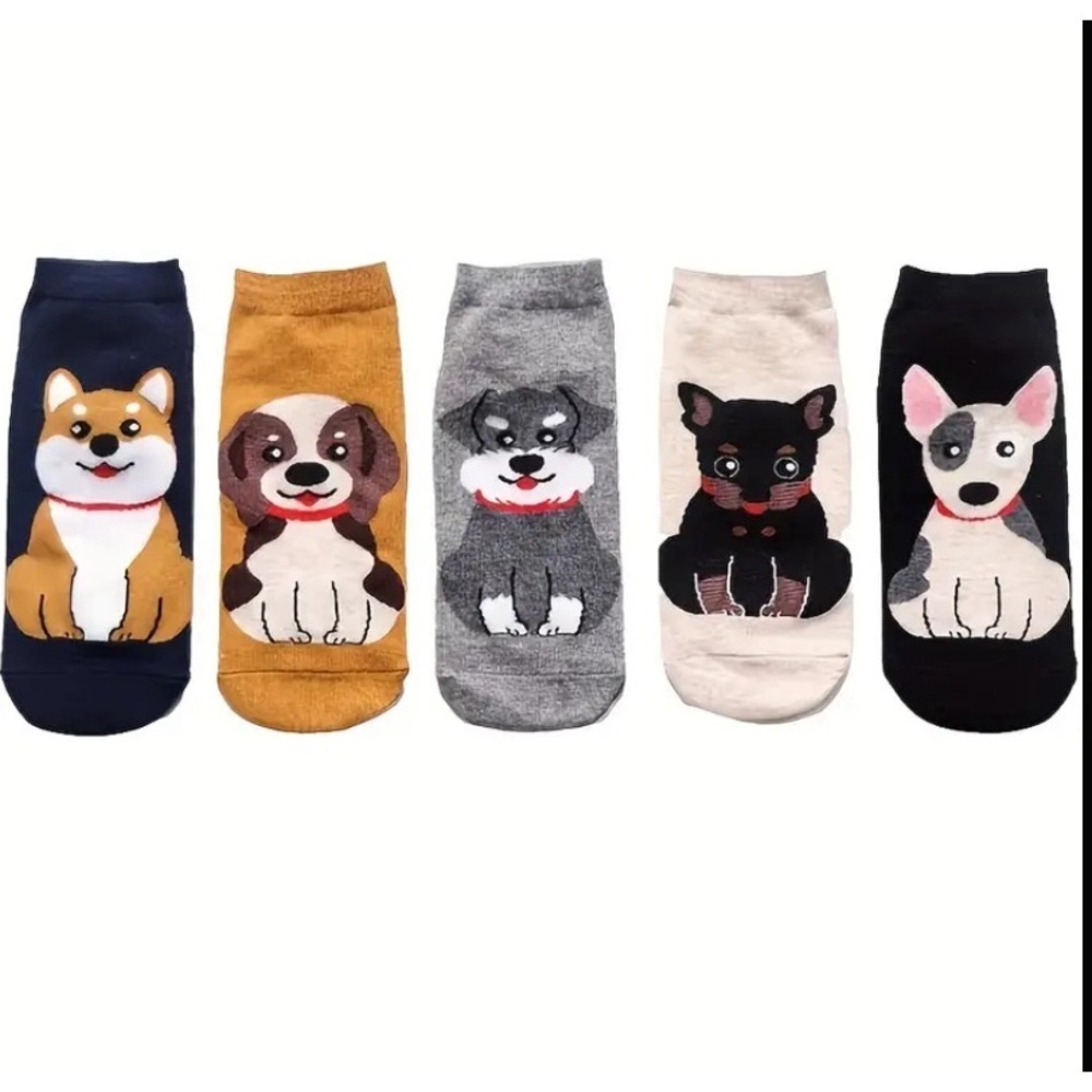 NEW 5 Pack DOG Print Ankle Socks 5-Pack! Size 5-10 - Picture 7 of 12
